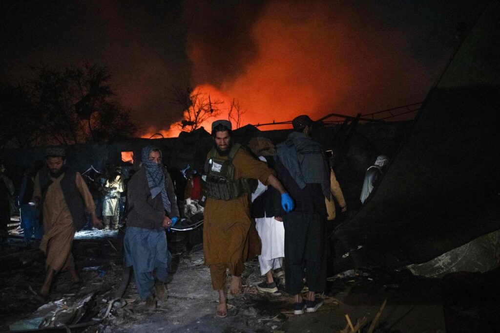 Rescue teams helping injured civilians after Kabul airstrike Afghanistan