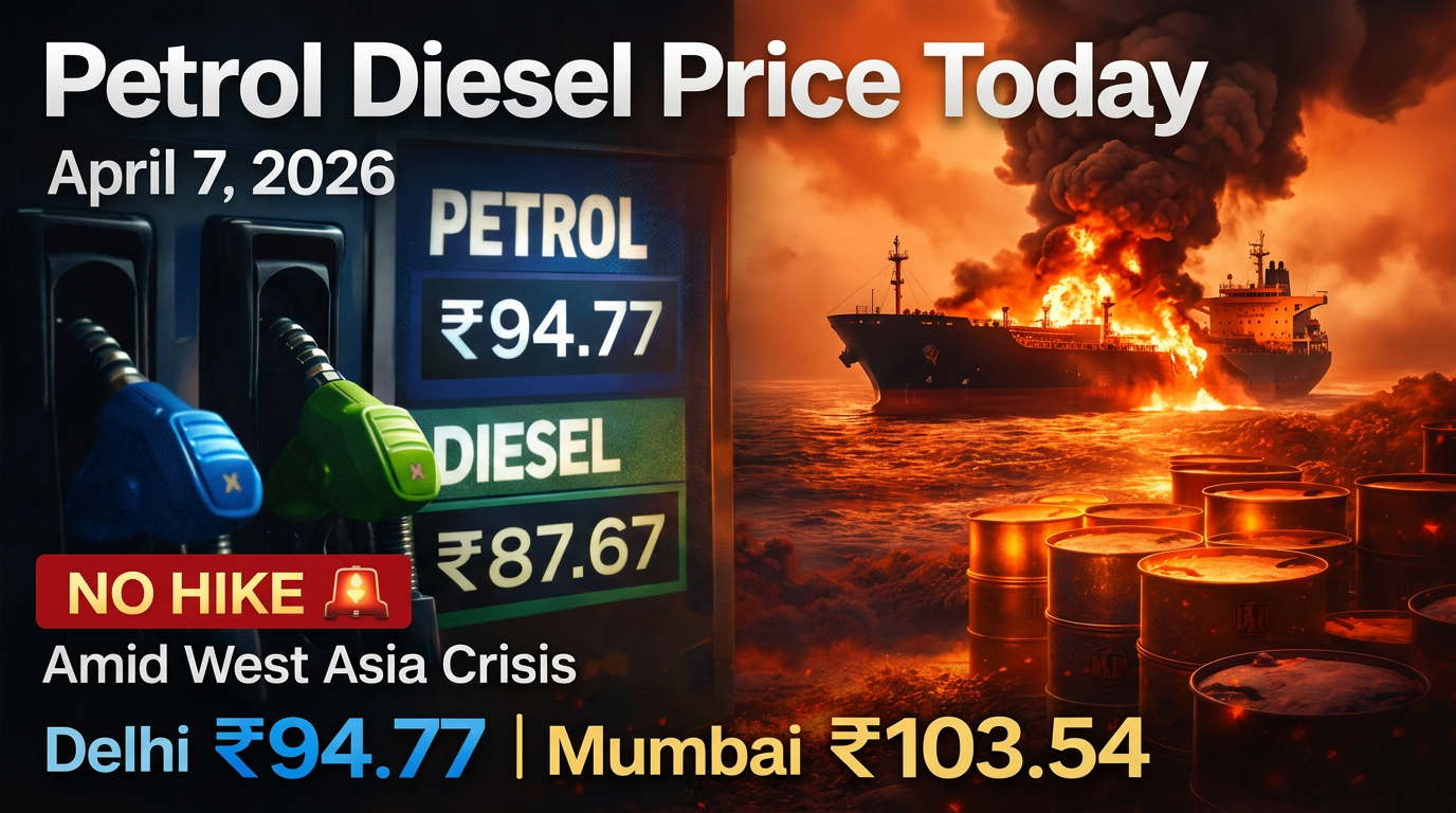 Petrol diesel price today India April 7 2026 Delhi Mumbai rates amid West Asia crisis
