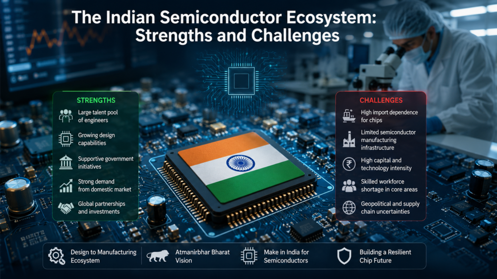 Indian semiconductor ecosystem showing strengths and challenges in chip manufacturing and technology development